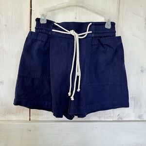 Free Peolpe Navy‎ Blue Cotton Patch Pocket Pull On Shorts Tie Waist Size XS
